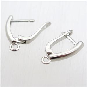 copper Latchback Earrings with loop, platinum plated, approx 12-16mm [FN11196]
