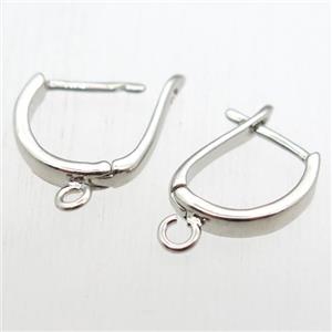 copper Latchback Earrings with loop, platinum plated, approx 16-16mm [FN11199]