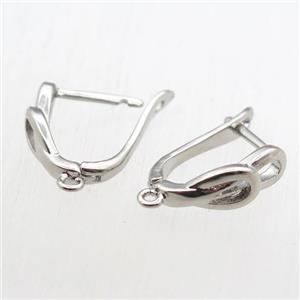 copper Latchback Earrings with loop, platinum plated, approx 12-16mm [FN11200]