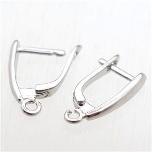 copper Latchback Earrings with loop, platinum plated, approx 10-14mm [FN11203]