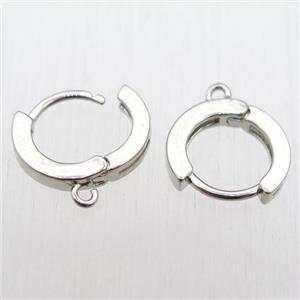 copper Latchback Earrings hoop with loop, platinum plated, approx 13mm dia [FN11209]