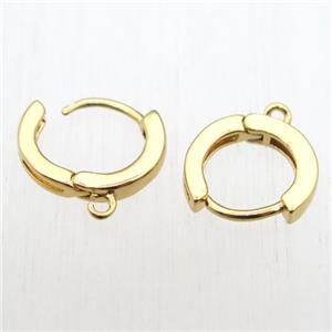 copper Latchback Earrings hoop with loop, unfaded gold plated, approx 13mm dia [FN11210]