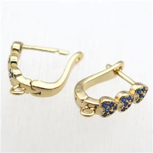 copper Latchback Earrings paved zircon with loop, gold plated, approx 12-16mm [FN11217]
