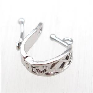 copper hanger bail, platinum plated, approx 10-14mm [FN11244]