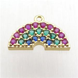 copper rainbow pendant paved zircon, gold plated, approx 10-20mm [FN11264]