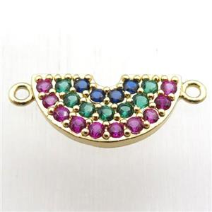 copper rainbow conncetor paved zircon with 2loops, gold plated, approx 10-20mm [FN11265]