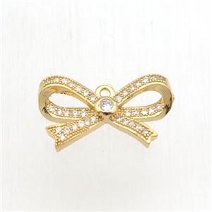 copper knot pendant paved zircon, gold plated, approx 12-18mm [FN11267]