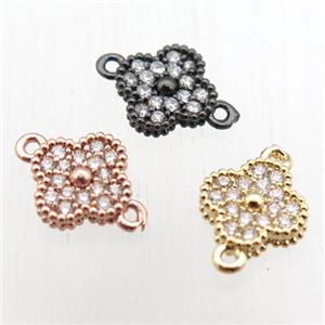 copper clover conncetor paved zircon, mixed color, approx 8mm dia [FN11275]
