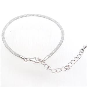 copper mesh bracelet chain with rhinestone, platinum plated, approx 3mm, 23cm length [FN11282]