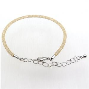 copper mesh bracelet chain with rhinestone, gold plated, approx 3mm, 23cm length [FN11283]
