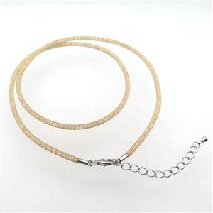 copper mesh nceklace chain with rhinestone, gold plated, approx 3mm, 53cm length [FN11288]