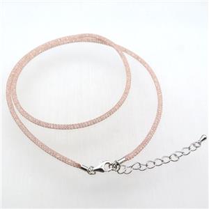copper mesh nceklace chain with rhinestone, rose gold, approx 3mm, 53cm length [FN11289]
