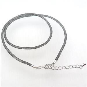 copper mesh nceklace chain with rhinestone, black plated, approx 3mm, 53cm length [FN11290]
