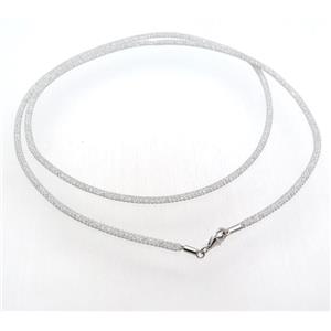 copper mesh nceklace chain with rhinestone, platinum plated, approx 3mm, 26 inch length [FN11292-26MM]