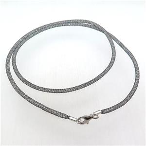 copper mesh nceklace chain with rhinestone, black plated, approx 3mm, 26 inch length [FN11295-26MM]