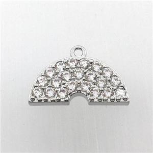 copper rainbow pendant pave zircon, platinum plated, approx 12-20mm [FN11297]