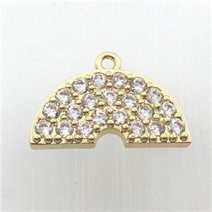 copper rainbow pendant pave zircon, gold plated, approx 12-20mm [FN11298]