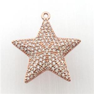 copper star pendant pave zircon, rose gold, approx 23mm dia [FN11302]