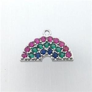 copper rainbow pendant pave zircon, platinum plated, approx 12-20mm [FN11305]
