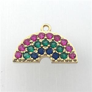 copper rainbow pendant pave zircon, gold plated, approx 12-20mm [FN11306]