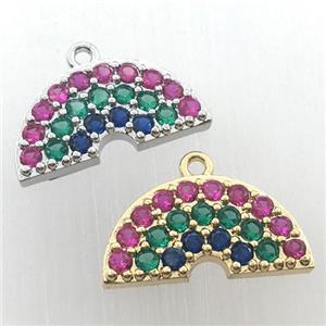 copper rainbow pendant pave zircon, mix color, approx 12-20mm [FN11307]