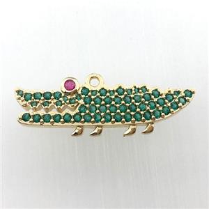 copper shark pendant pave zircon, gold plated, approx 10-31mm [FN11317]
