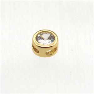 copper beads pave zircon, circle, gold plated, approx 5mm dia [FN11336]