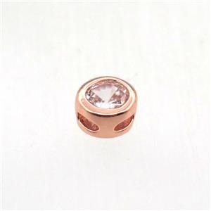 copper beads pave zircon, circle, rose gold, approx 5mm dia [FN11337]