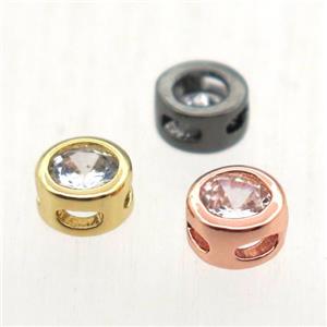 copper beads pave zircon, circle, mixed color, approx 5mm dia [FN11339]