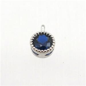 copper pendant pave zircon, circle, platinum plated, approx 5mm dia [FN11340]