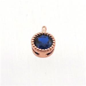 copper pendant pave zircon, circle, rose gold, approx 5mm dia [FN11342]