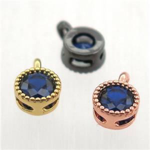 copper pendant pave blue zircon, circle, mixed color, approx 5mm dia [FN11344]