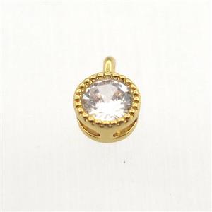 copper pendant pave zircon, circle, gold plated, approx 5mm dia [FN11346]