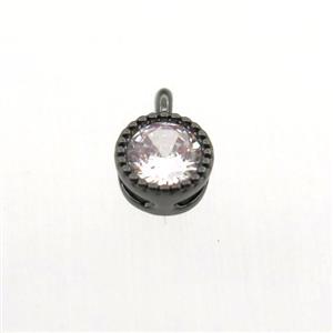 copper pendant pave zircon, circle, black plated, approx 5mm dia [FN11348]