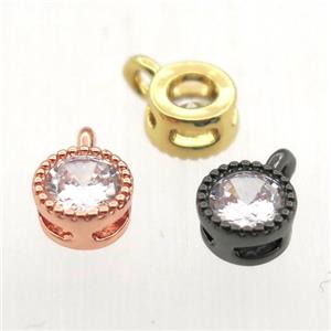 copper pendant pave zircon, circle, mixed color, approx 5mm dia [FN11349]