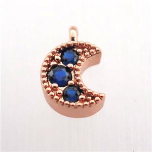 copper pendant pave zircon, moon, rose gold, approx 6-10mm [FN11356]