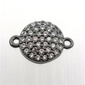 copper connector pave zircon, circle, black plated, approx 9mm dia [FN11362]