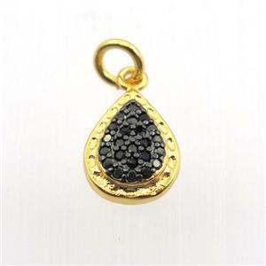 copper pendant pave zircon, teardrop, gold plated, approx 8-12mm [FN11374]