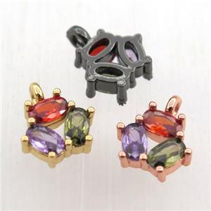 copper pendant pave zircon, flower, mix color, approx 9mm [FN11408]