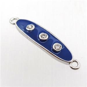 copper oval connector pave zircon with enameling, platinum plated, approx 6-22mm [FN11445]