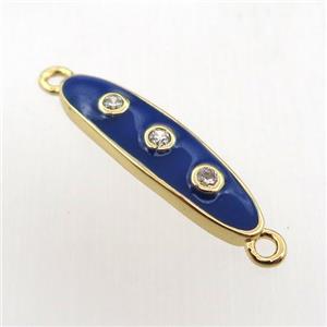copper oval connector pave zircon with enameling, gold plated, approx 6-22mm [FN11446]