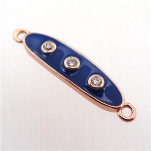 copper oval connector pave zircon with enameling, rose gold, approx 6-22mm [FN11447]