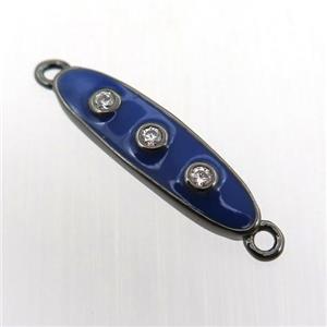 copper oval connector pave zircon with enameling, black plated, approx 6-22mm [FN11448]