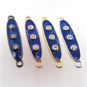 copper oval connector pave zircon with blue enameling, mix color, approx 6-22mm [FN11449]