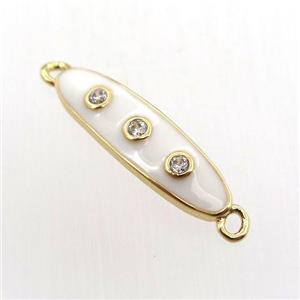 copper oval connector pave zircon with enameling, gold plated, approx 6-22mm [FN11451]