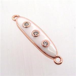 copper oval connector pave zircon with enameling, rose gold, approx 6-22mm [FN11452]