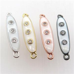 copper oval connector pave zircon with white enameling, mix color, approx 6-22mm [FN11454]