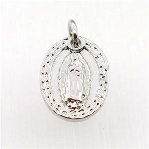 copper Jesu pendant, platinum plated, approx 10-15mm [FN11478]