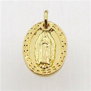 copper Jesu pendant, gold plated, approx 10-15mm [FN11479]