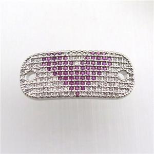 copper connector paved zircon, rectangle, platinum plated, approx 11-25mm [FN11520]